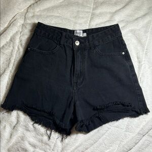 Princess Polly Black Distressed Denim Shorts
